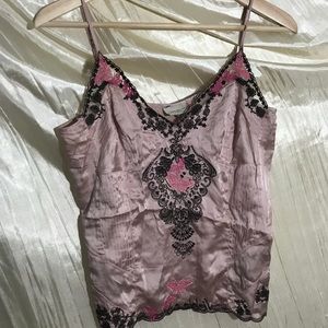 Karen millen intimate silk pink brown cami shirt